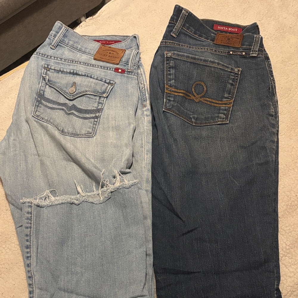 Lucky Brand Women's Boot Cut Jeans - Light Blue and Dark Blue